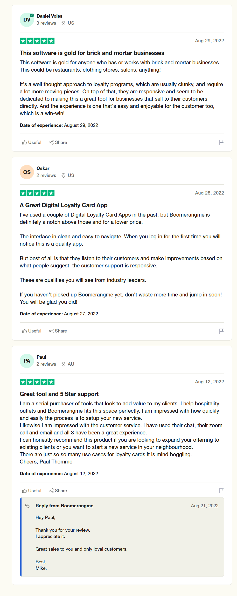 BoomerangMe digital loyalty cards platform software program app