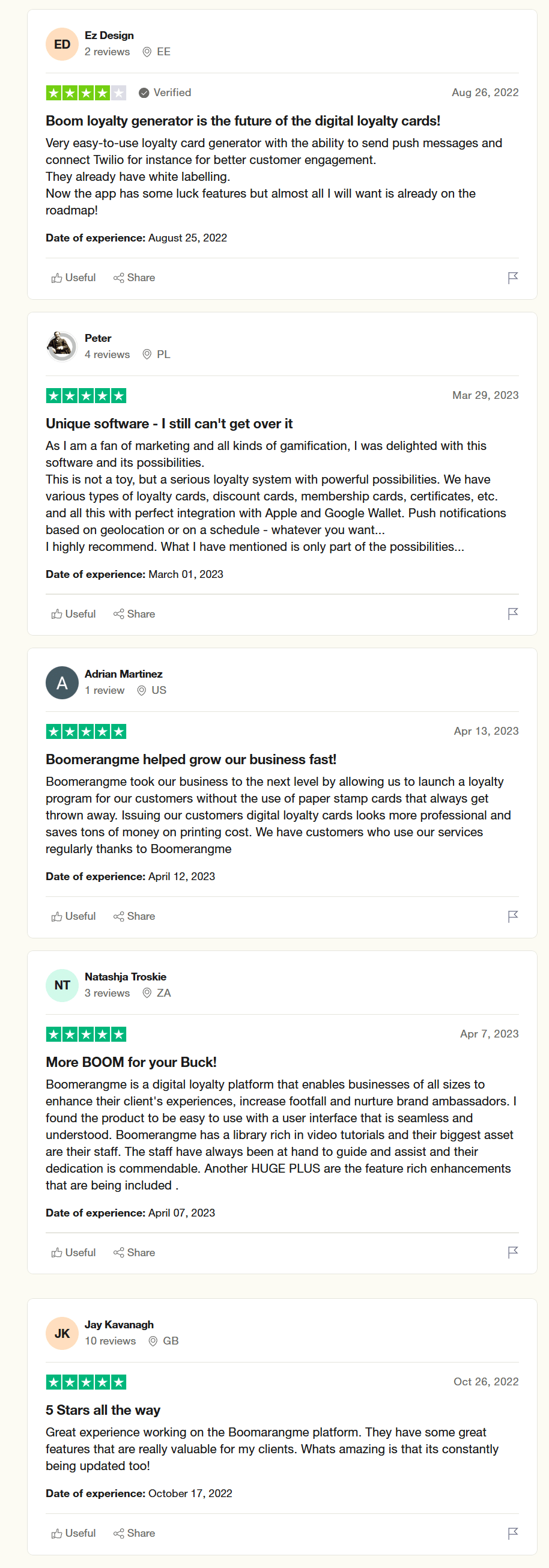 BoomerangMe digital loyalty cards platform software program app